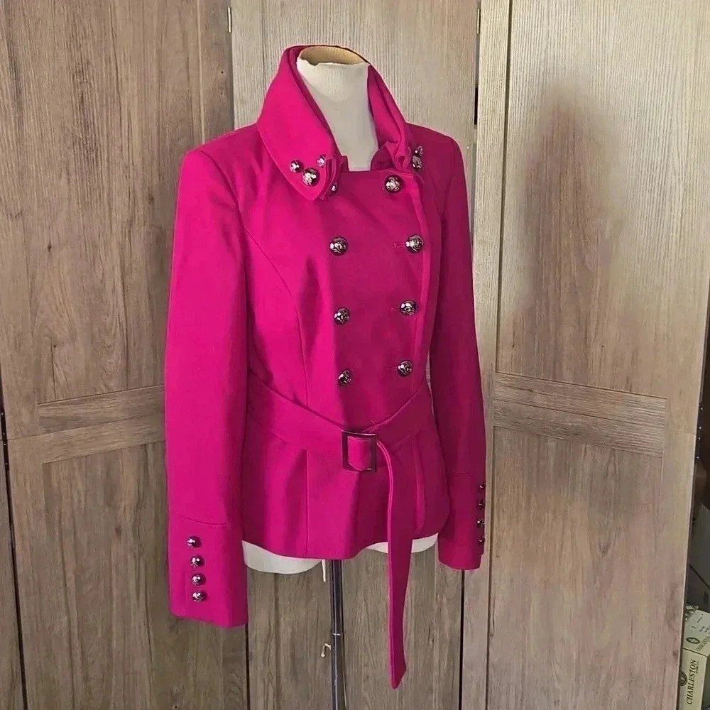 Women's Fuchsia Double-Breasted Jacket - Picture 4 of 9
